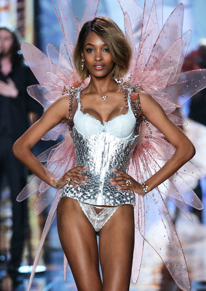 Jourdan Dunn seen walking on ramp during Victoria’s Secret Fashion Show 2014 in London